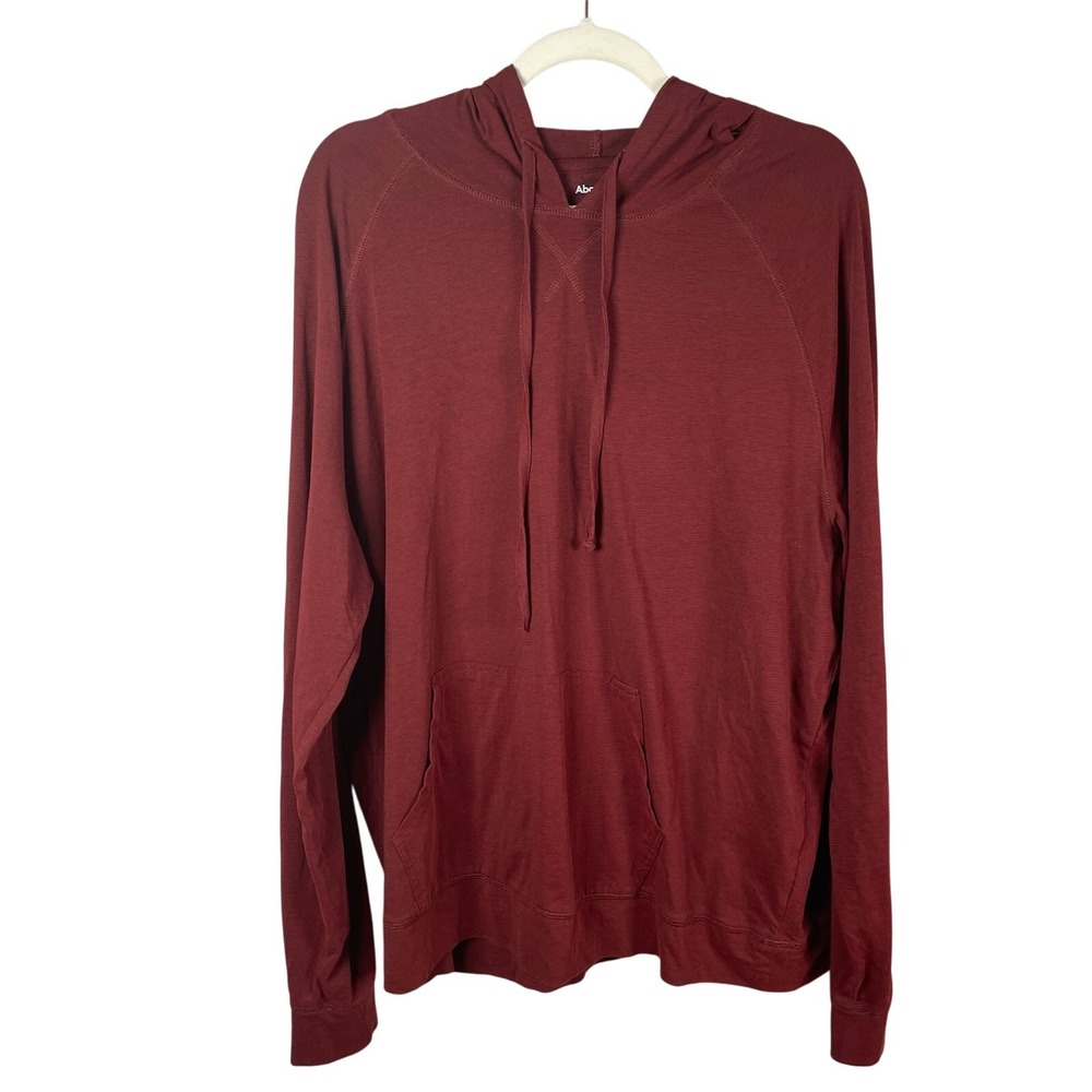 Abound Hoodie‎ Shirt Mens XXL Burgundy Red Cotton Blend Lightweight Drawstring